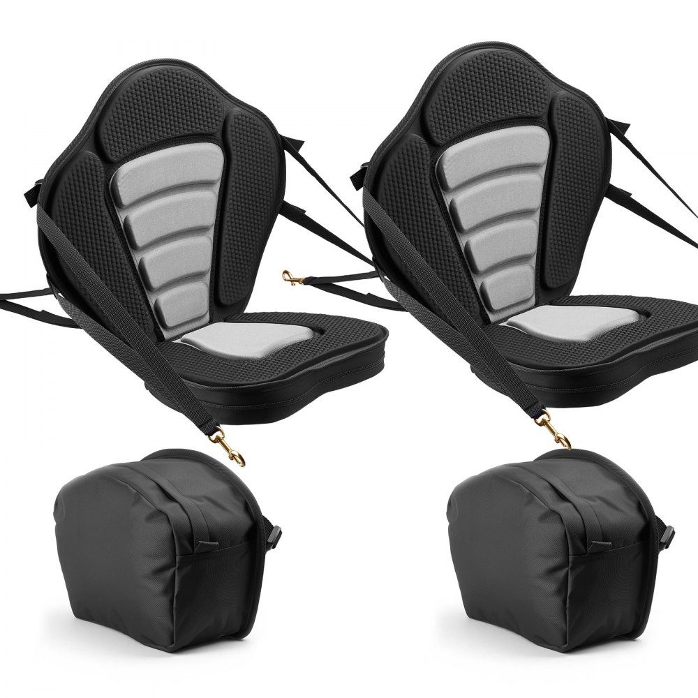 2 x Kayak Seat 53mm Thick Padded Stand Up Paddle Board Seat Boat Seat with Backrest and Storage Bag and Adjustable Strap for Inflatable Kayak SUP Canoe Fishing Boat