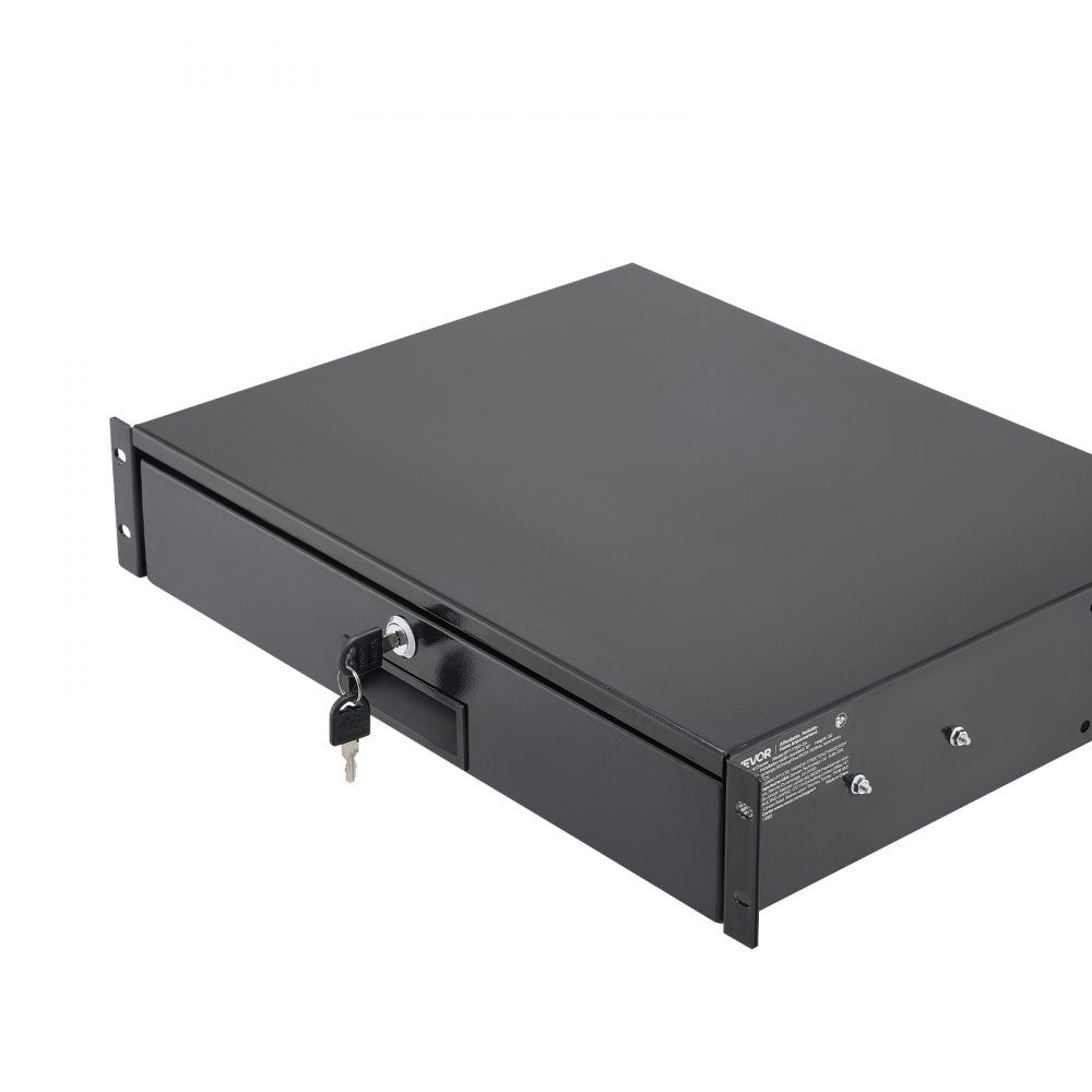 2U-Rack-Schublade, 50 Pfund, abschließbares Serverschrankgehäuse, Schiebeschublade mit Schloss und Kabelführungslöchern für 482 mm Netzwerkgeräte, Server, AV-Rack oder Schrankgehäuse