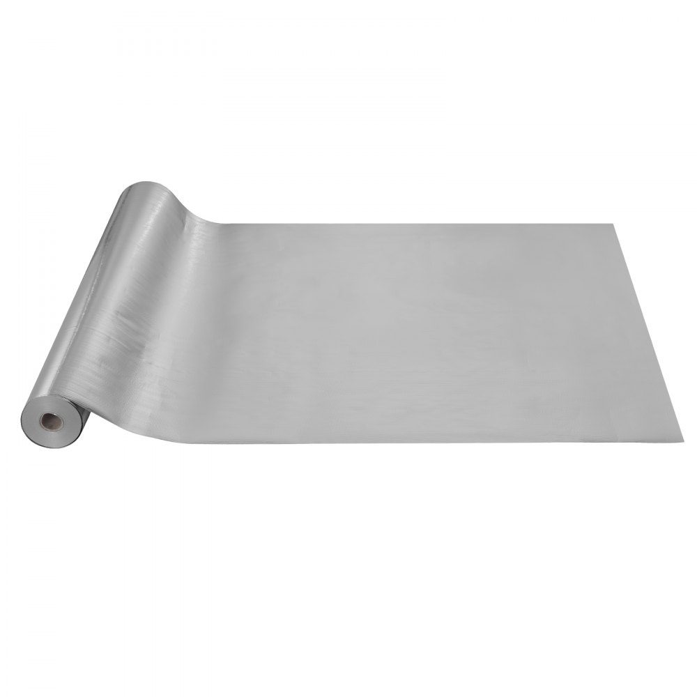 Doppelt reflektierende Isolierrolle, Strahlungsbarriere aus gewebtem Stoff, 6,5 Mil, 48 Zoll x 250 Fuß, wärmereflektierende Abschirmung aus Aluminiumfolie und PE-Gewebe, Wärmedämmrolle für Fenster und Wohnmobildächer