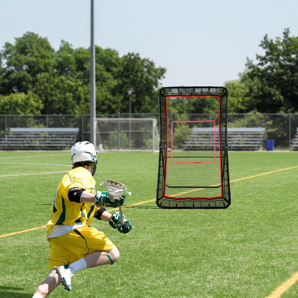 Hinterhof-Lacrosse-Rebounder, 1,2 x 2,1 m, Volleyball-Rebound-Netz, Pitchback, Throwback, Baseball, Softball, Return-Trainingsbildschirm, verstellbarer Winkel, Schießübungs-Trainingswand mit Zielscheibe