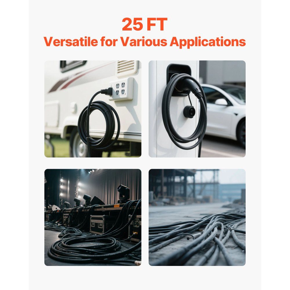 25ft 6AWG (16mm²) Electrical Cable Power Cable Copper Extension Cable 600V