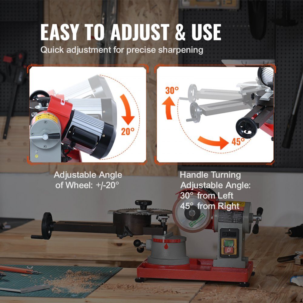 Saw blade sharpener 370W sharpening machine circular saw blade sharpener 3600 rpm circular saw blade sharpener φ 80.01-698.5mm saw blade sharpener φ 1.6-4.0mm 6-fold saw centering