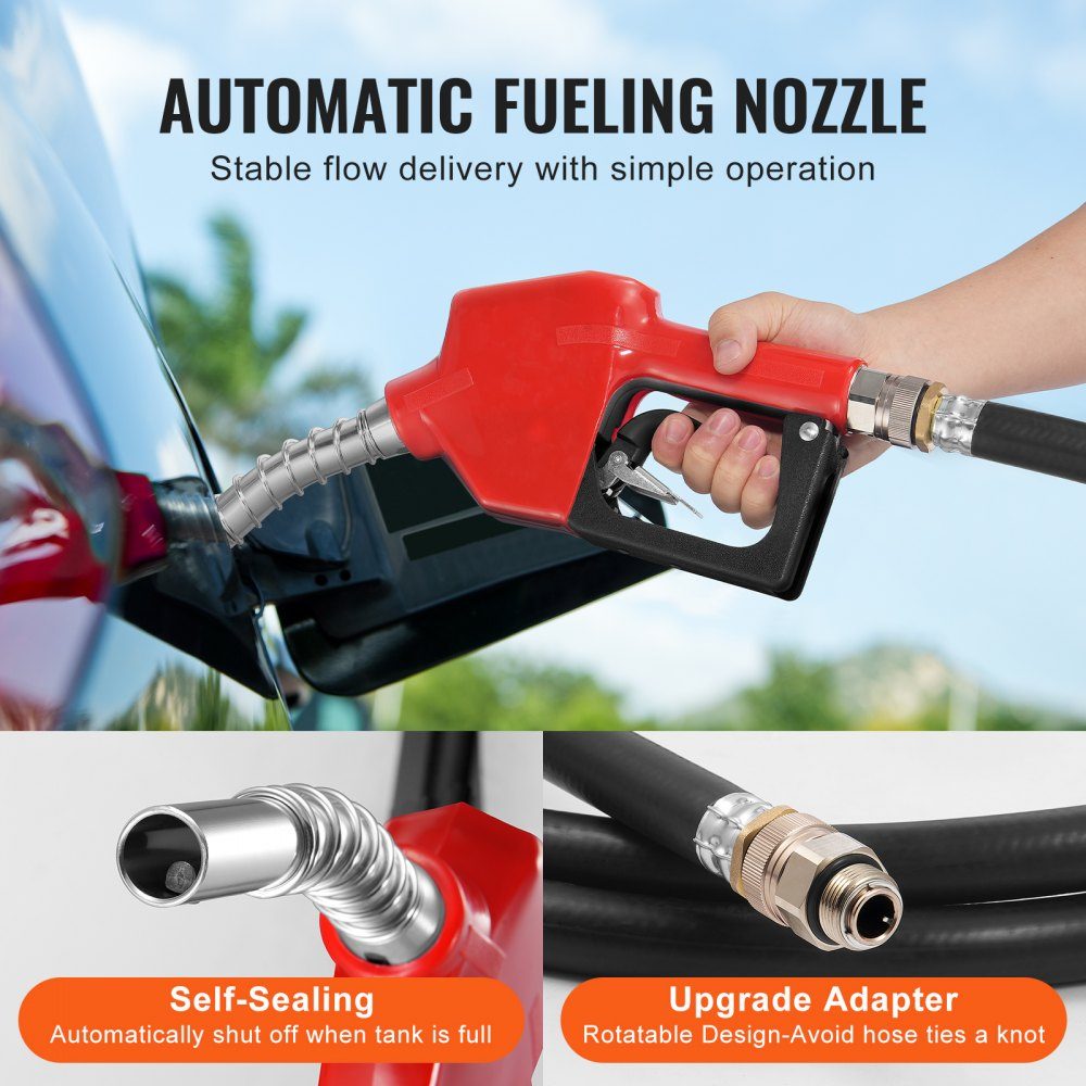 Portable diesel tank, 48 gallon capacity, 10.6 GPM pump speed, includes 12V electric pump, 13.1ft hose and automatic nozzle, orange diesel fuel tank for smooth transportation