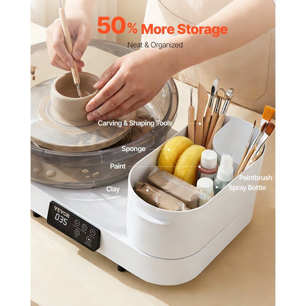Electric Pottery Wheel 450W, Pottery Lathe 28cm/36cm Turntable, Pottery Machine with Foot Pedal and 30-300RPM Adjustable Speed ​​and Aluminum Housing, for Beginners DIY Clay Art
