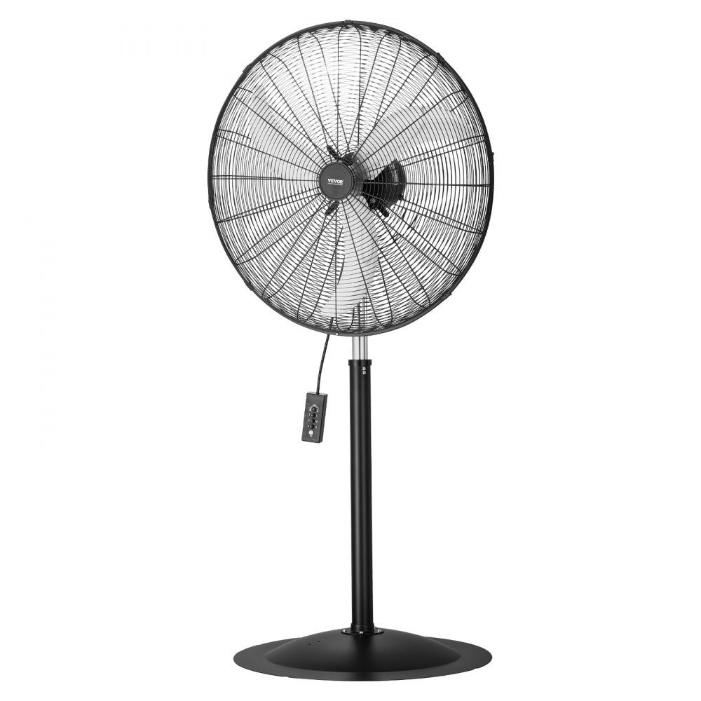 Industrial Pedestal Fan 810mm 85 Degree Oscillation Fan Height Adjustable Fans with 3 Adjustable Speeds Wind Machine for Workshop Warehouse Black