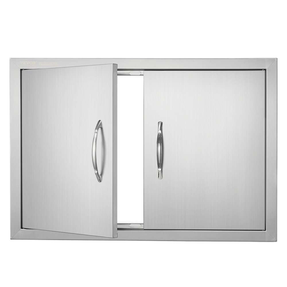 Grill Access Door, 711 x 482 mm, Double Outdoor Kitchen Door, Flush Mounted Stainless Steel Door, Vertical Wall Door with Handles, for Grill Island, Grill Station, Outdoor Cabinet Grill Access Door, 711 x 482 mm, Double Outdoor Kitchen Door, Flush Mounted Stainless Steel Door, Vertical Wall Door with Handles, for Grill Island, Grill Station, Outdoor Cabinet