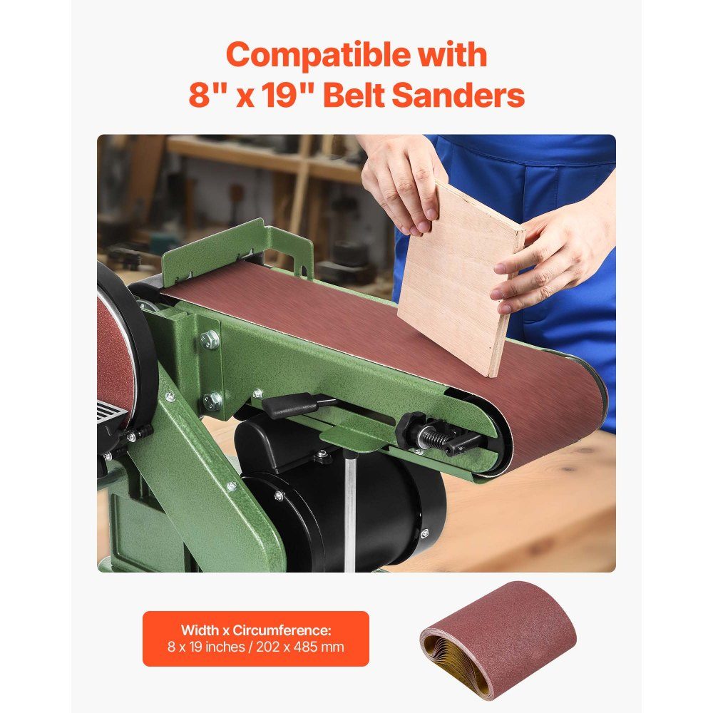 Sanding Belts, 202 x 485mm Sandpaper for Belt Sander, 12 Pack 80 Grit Aluminum Oxide Fabric Sanding Belt, Ideal for Woodworking, Steel, Aluminum, Non-Ferrous Metals