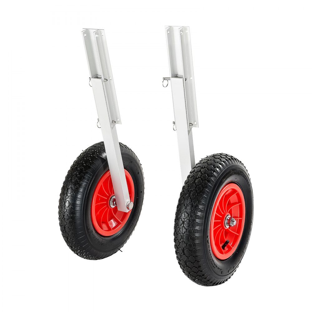 Boat Slip Wheels (300lb Load Capacity), 381mm Aluminum Alloy Tail Wheel with Inflatable Rubber Tires, Folding Slip Wheels with 4 Quick Release Pins for 15ft Inflatable Fishing Boats