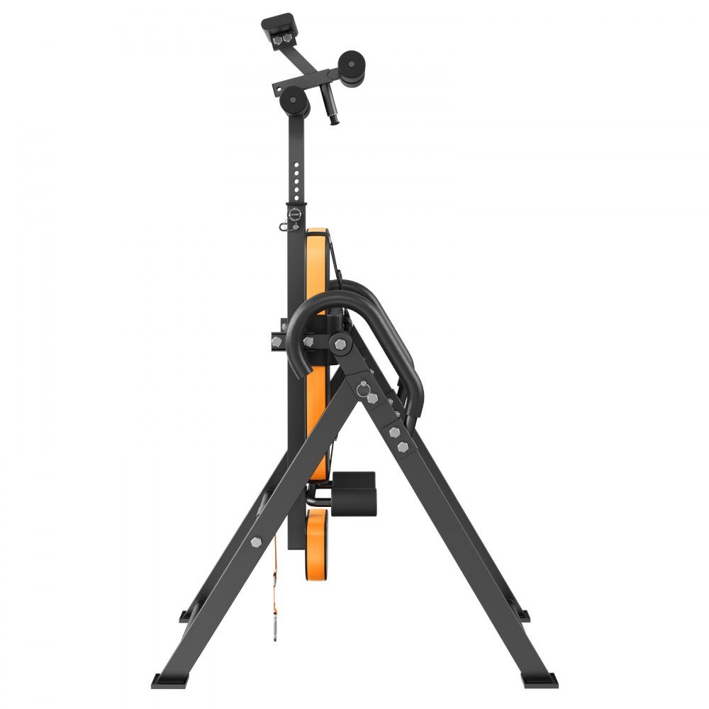 Inversion table, inversion bench, 136 kg load capacity, multifunctional back trainer, foldable strength training device with headrest, ankle lock, adjustable protective belt, orange/black