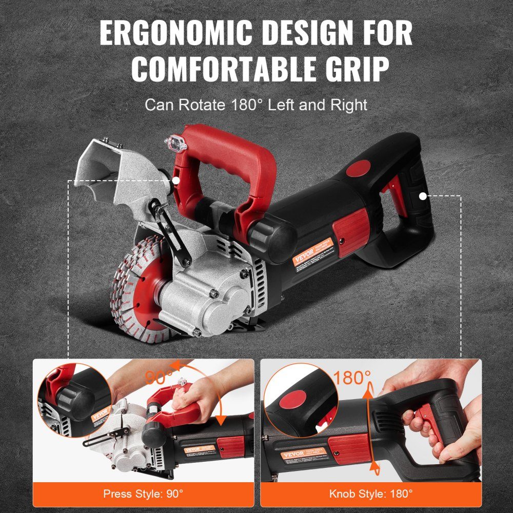 Wall chaser slot cutter 4800W, wall chaser 6500 rpm, wall chaser slot chaser with 34 mm depth, 38 mm width, electric grooving machine 54x20x24 cm with 5 φ125 mm saw blade, ideal for construction sites