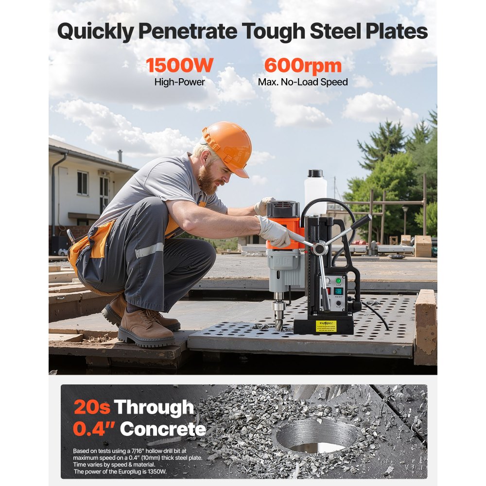 Perceuse magnétique 1,5 kW, diamètre de perçage 60 mm, puissance 13 000 N, perceuse magnétique avec cône Morse et vitesses réglables, filetage M3-M16 pour surfaces métalliques, bricoleurs Perceuse magnétique 1,5 kW, diamètre de perçage 60 mm, puissance 13 000 N, perceuse magnétique avec cône Morse et vitesses réglables, filetage M3-M16 pour surfaces métalliques, bricoleurs