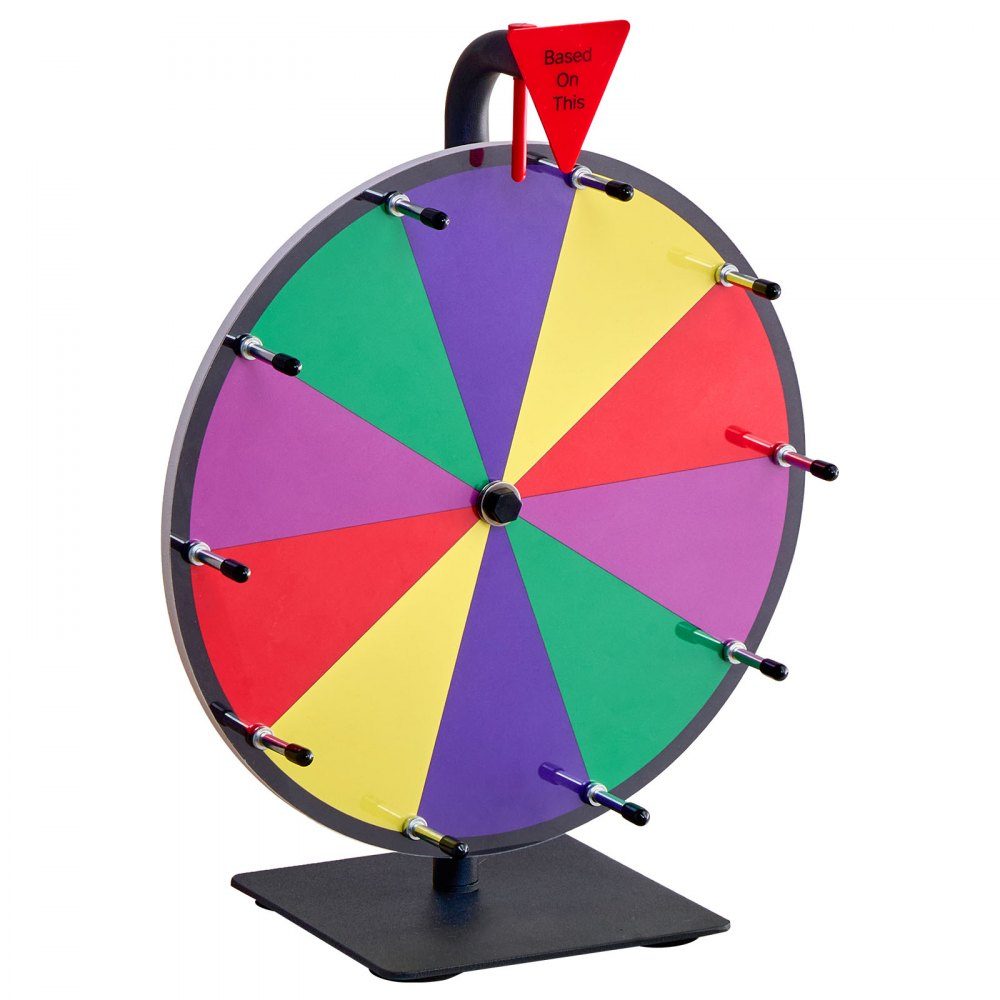 Roue de la Fortune, Roue (305 mm), 10 Compartiments, Roue de la Fortune avec Support, Jeux de Loterie, Compétition, Roulette, avec Tableau Éponge et 2 Marqueurs, 6 Couleurs, Roue des Prix Rotative, Idéale pour Fête, Pub, Foire Commerciale