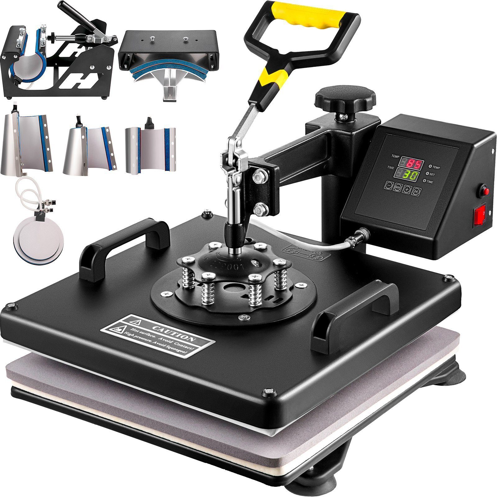 Premium digital heat press 8 in 1 for textile transfer press, textile press with plate press of 38 x 38 cm, textile printing press of 1000 W, suitable for hats, caps, t-shirts, mugs