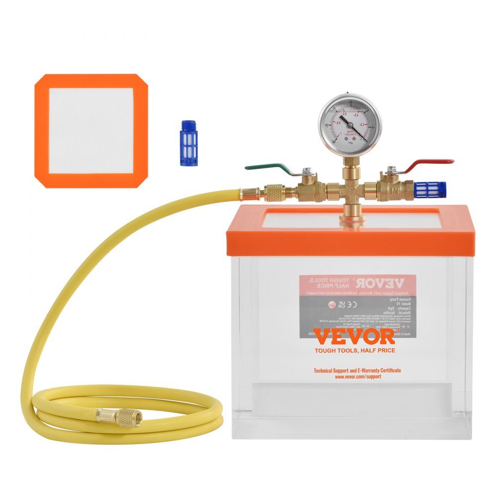 7.57L Vacuum Chamber, Improved Multi-Purpose Acrylic Vacuum Degassing Chamber, Transparent Vacuum Chamber, for Resin Degassing, Silica Gel Degassing, Gypsum Degassing and Vacuum Extraction