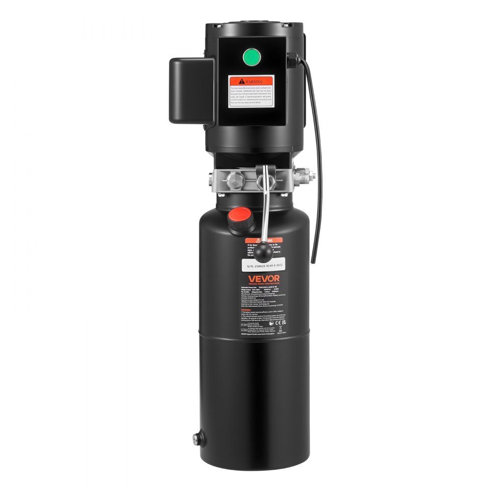Hydraulic Pump Hydraulic Units AC 220V, 10Qt Single Acting Hydraulic Unit, 6.3L/min Oil Flow, Max Delivery Pressure 22MPa for Dump Trucks, Automotive Workshops, Lifts, Black
