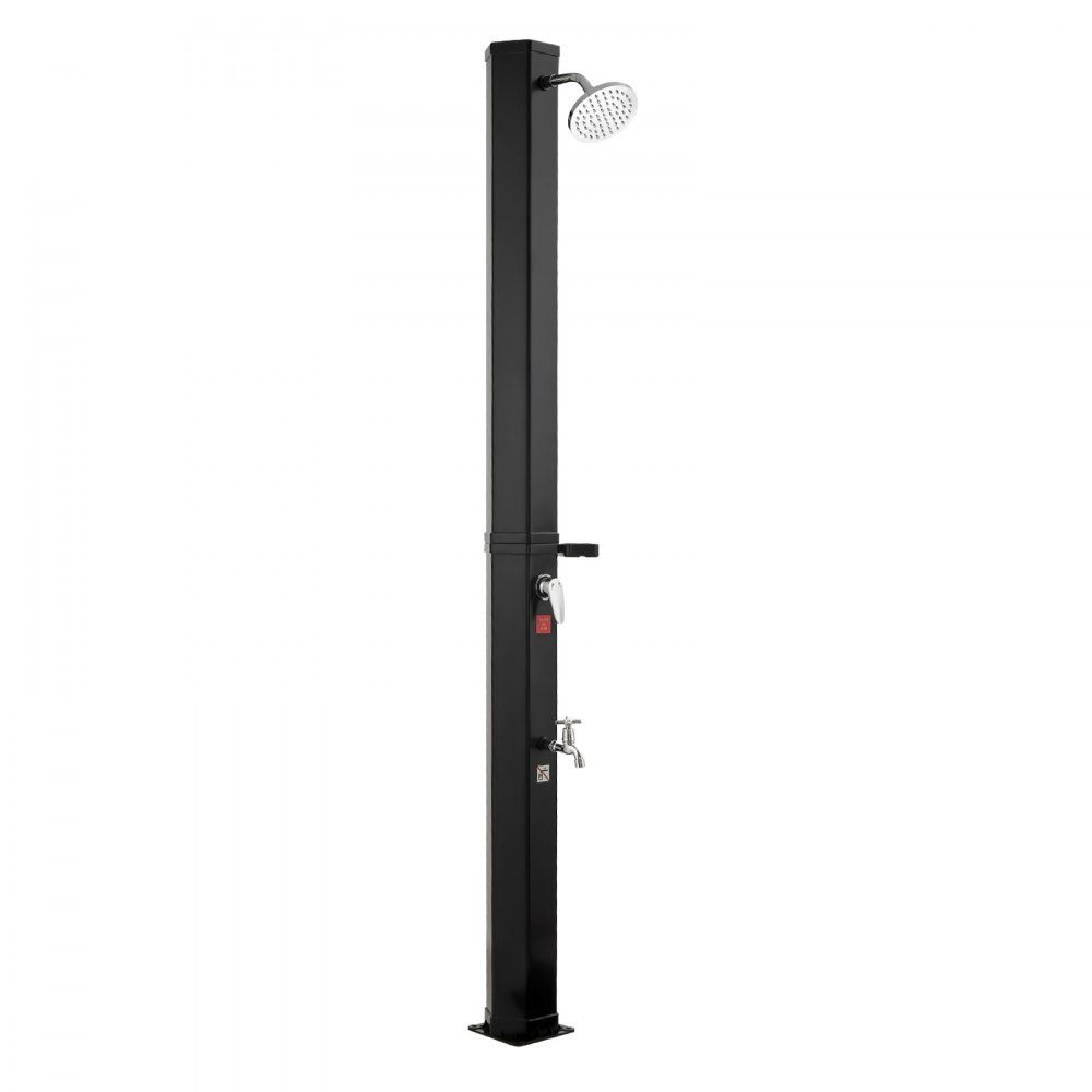 Solardusche 35 L, Solar-Gartendusche 2160 mm hoch, Pooldusche mit Seifenschale, Warm- & Kaltwasserregulierung, freistehend, Campingdusche für Garten, Poolbereich, Strandpool, Schwarz