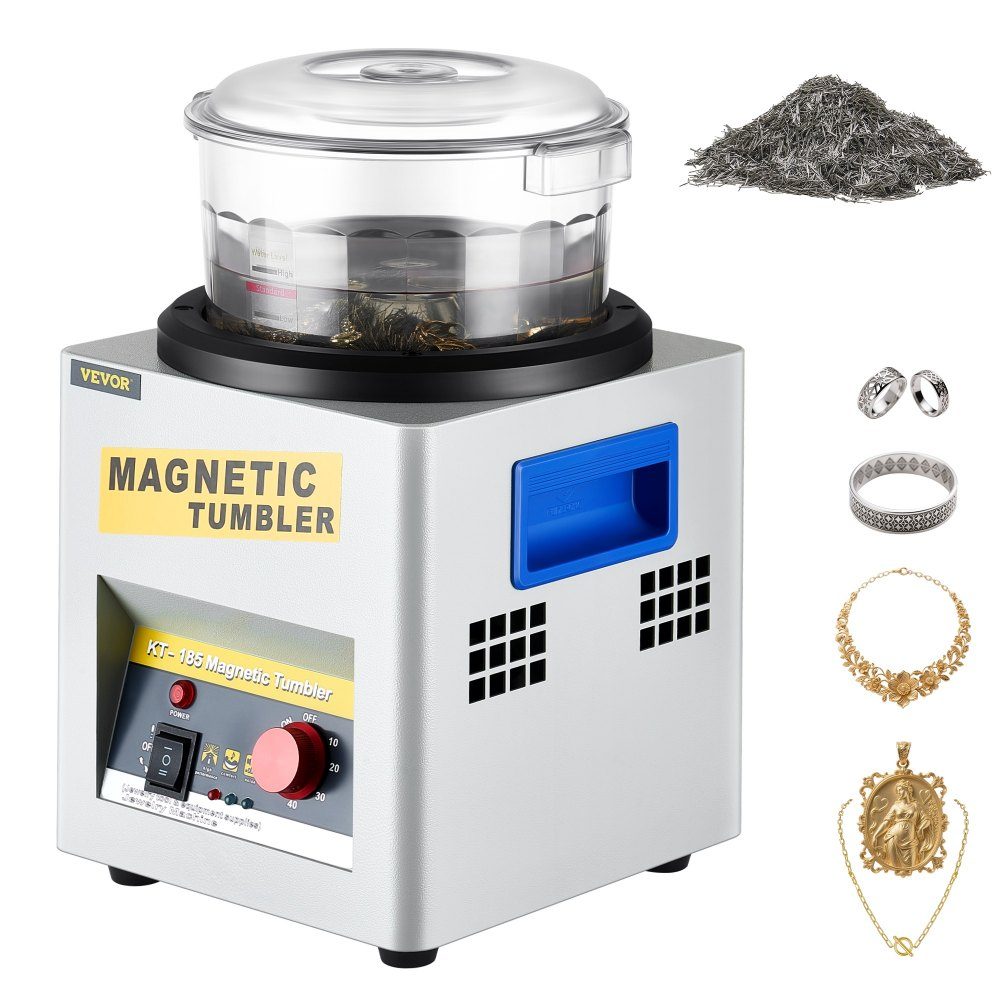 Mini KT-185 Magnetbecher 180 mm, Schmuckpoliermaschine und Finisher-Maschine mit guter Zeitfunktion, schnelle Verarbeitungsgeschwindigkeit für Leichtmetalle, Nichteisenmetalle, 2000 U/min