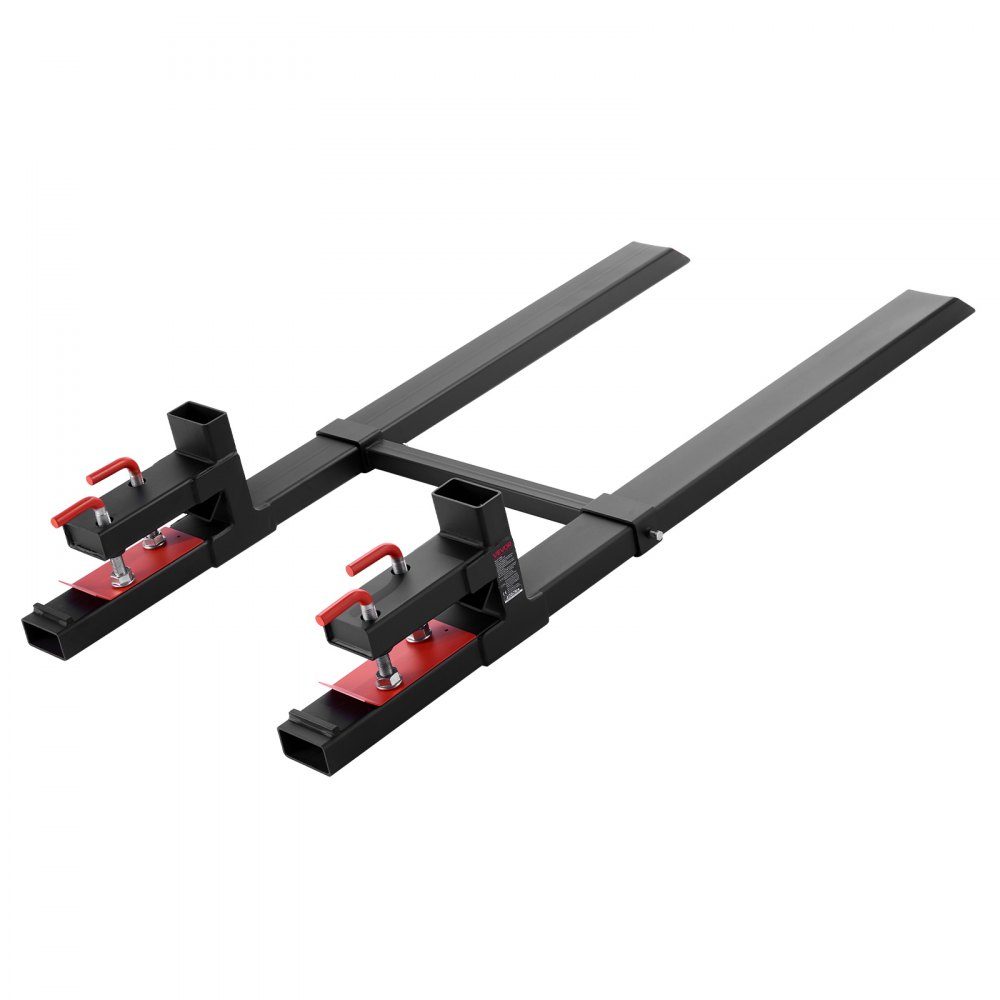 Pallet Forks, 1814kg Clip-On Fork Carrier, 1490mm Overall Length, Forks with Adjustable Stabilizer Bar for Tractor Attachments, Loader Bucket and Skid Steer Loader, Black