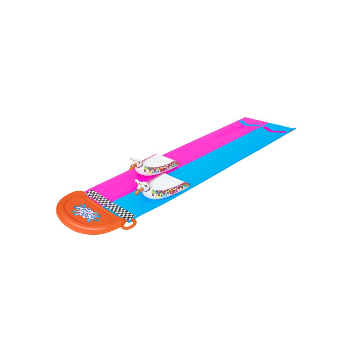 Toboggan aquatique double Bestway avec animaux nageurs gonflables, 487 x 138 cm Toboggan aquatique double Bestway avec animaux nageurs gonflables, 487 x 138 cm