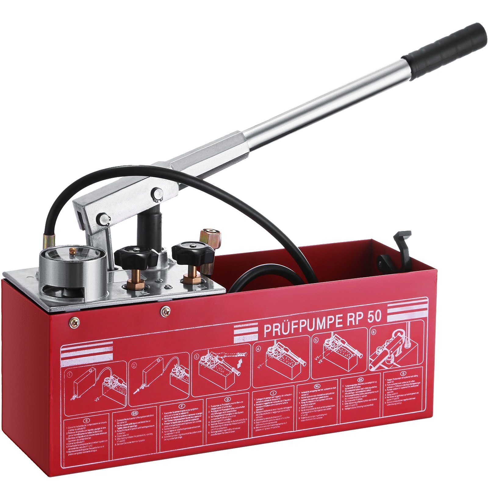 Testpomp 725 PSI druktestpomp druktestpomp testpomp 5 MPa vulpomp 0-50 bar verwarming lekdruktestpomp ideaal voor waterleidingsystemen verwarmingssystemen airconditioning enz.