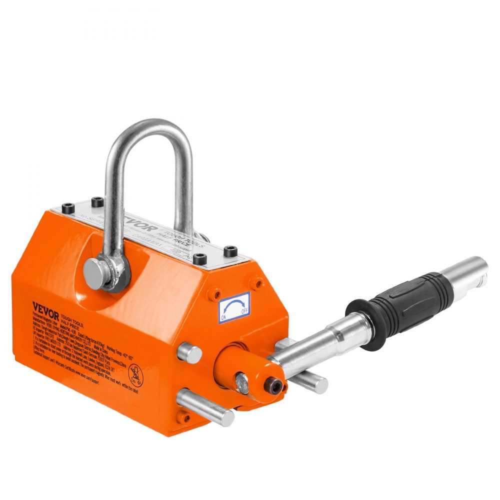 Aimant de levage de charge, aimant de grue (capacité de charge de 1 000 kg, force de traction de 2 500 kg, -40 à 80 ℃), 12 aimants, aimant de levage à fourche commandé à la main, outil magnétique de levage en néodyme jaune – Réf. HT-22843