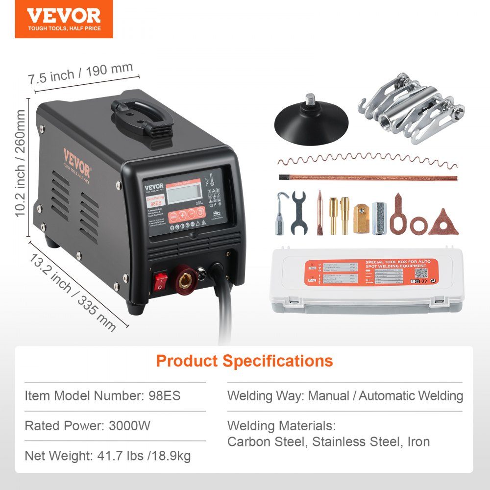 Dent Spotter 3kW Dent Repair Kit, Dent Puller with Auto/Manual Welding and 9 Modes, Body Spot Welder, Dent Puller for Car and Truck Dent Repair