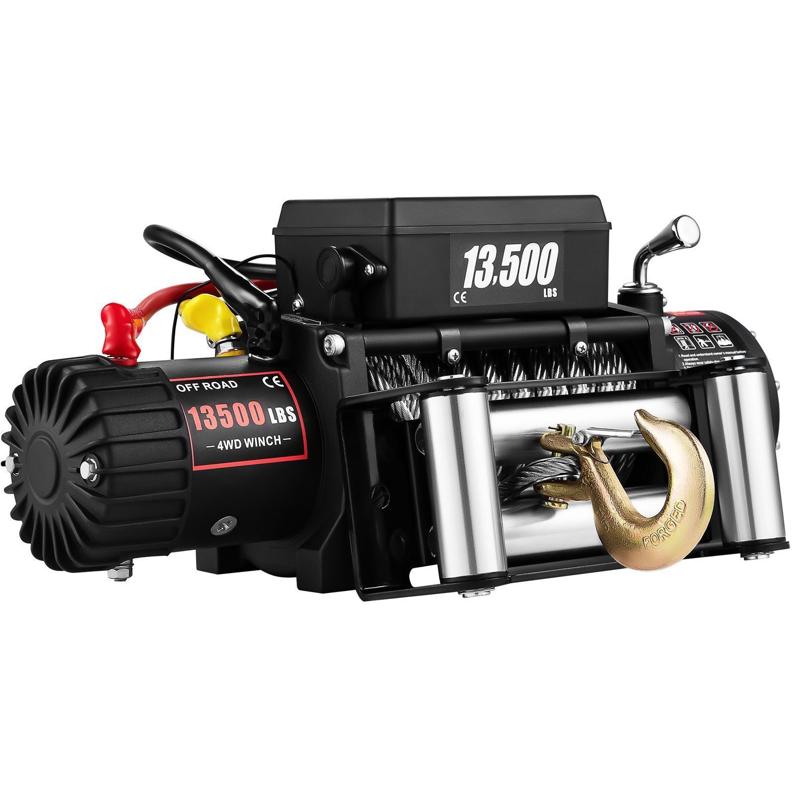 Electric winch wire rope 6.1t winch 24m motor winch 4-way system radio remote control with accessory set