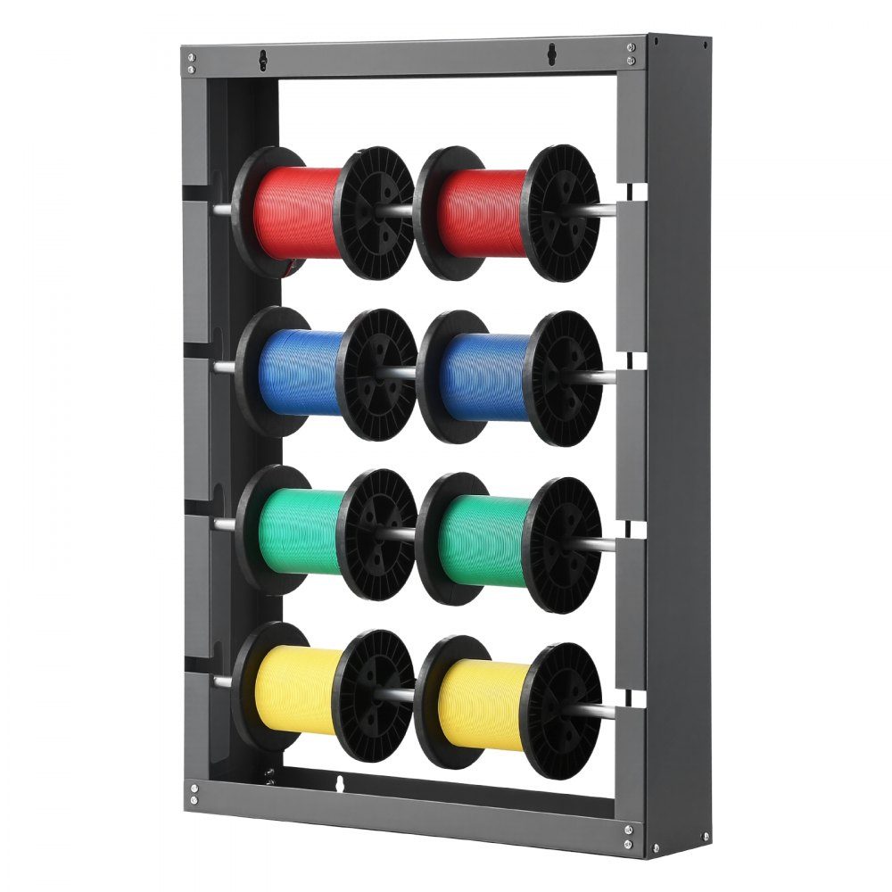 Wire Spool Holder, 4 Adjustable Bars, Wall Mounted Cold Rolled Steel Cable Spool Holder, Cable Storage and Display Stand, Load Capacity 68kg, for Various Conditions