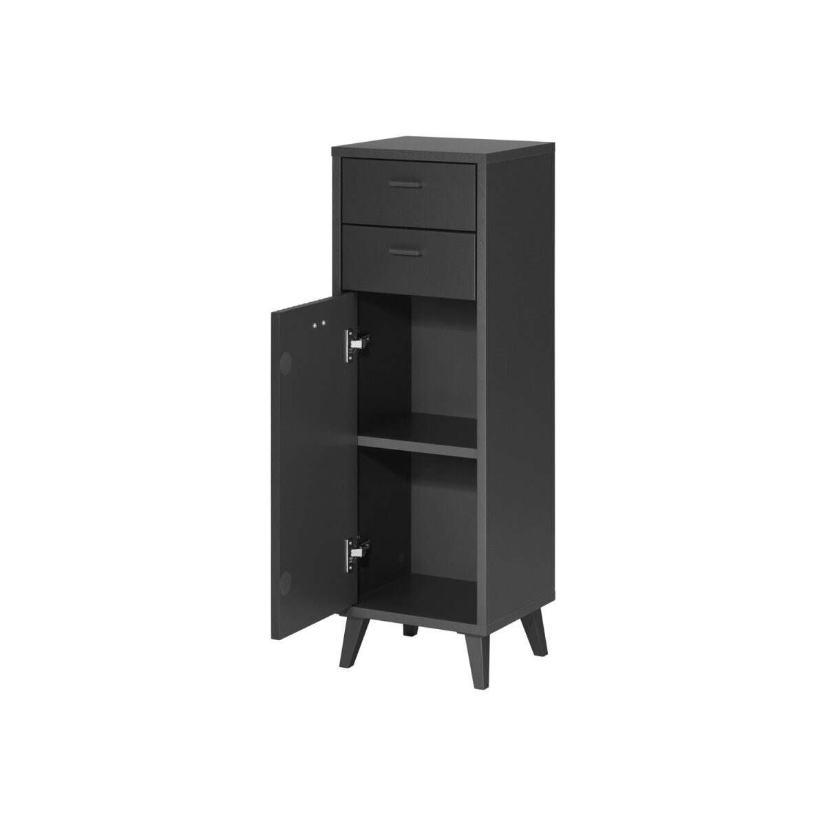 LIVARNO home Bad-Seitenschrank, mit Wellenoptik, schwarz