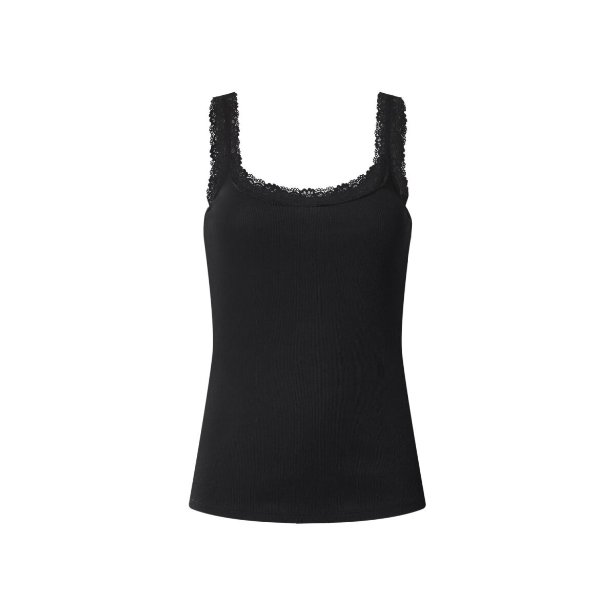 ESMARA® Damen-Ripp-Tops mit Spitze, 3er-Pack (Schwarz/Weiß, S(36/38))