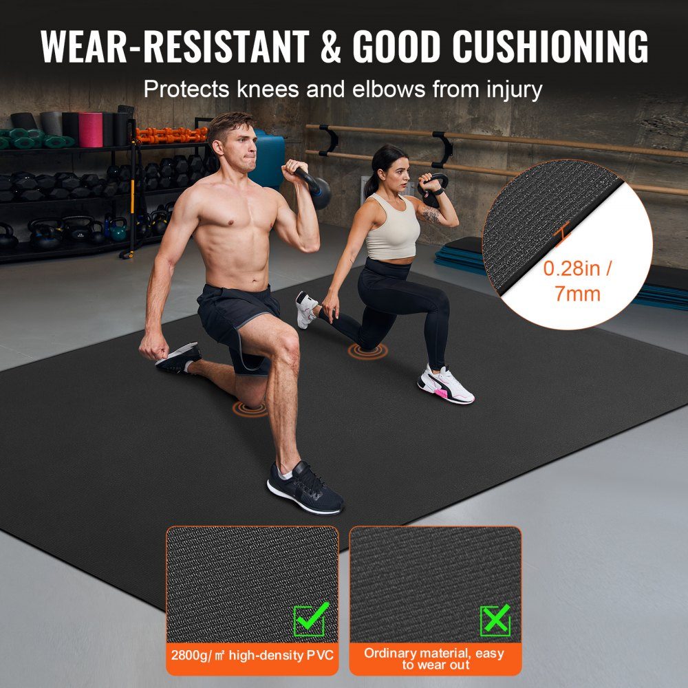 Trainingsmatte, rutschfeste Premium-Yogamatte mit hoher Dichte, Übungs-Yogamatte für Männer und Frauen, Fitness- und Trainingsmatte mit Tasche und Gurt, für alle Arten von Heim-Yoga, Pilates und Bodentraining (2,7 x 1,8 m)