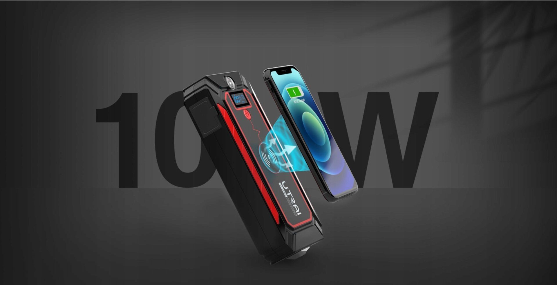UTRAI Car Jump Starter 12V 2500A 24000mAh Car Battery Power Bank Up to 8L Petrol 7L Diesel Starter with QC3.0 Dual USB LED Flashlight Emergency Hammer