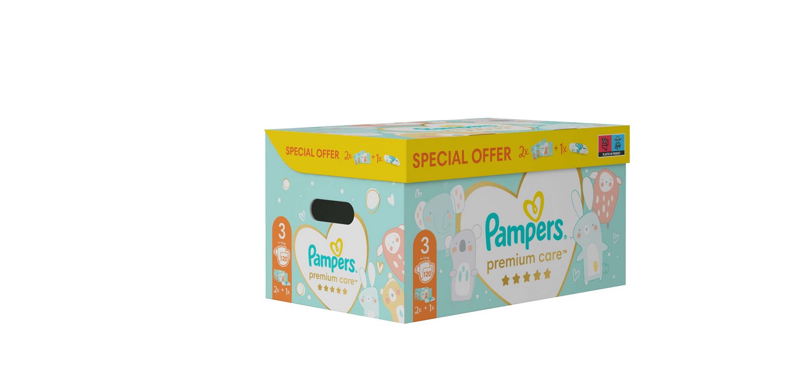 Pampers Premium Care 3 Maxi 6-10 kg 120 couches + lingettes humides