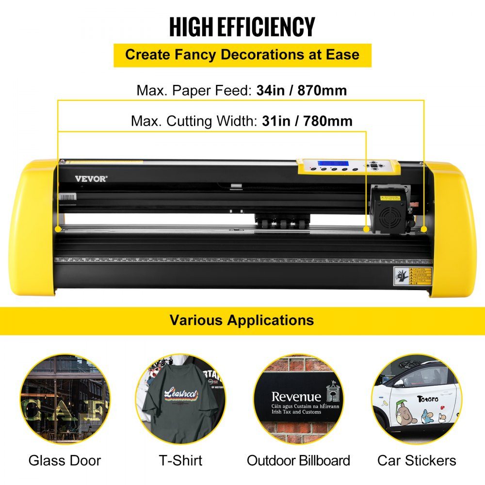 Vinyl-Schneidemaschine, 870 mm maximaler Papiervorschub-Schneideplotter, automatischer Kamera-Konturschneide-LCD-Bildschirmdrucker mit Ständer, einstellbarer Kraft und Geschwindigkeit