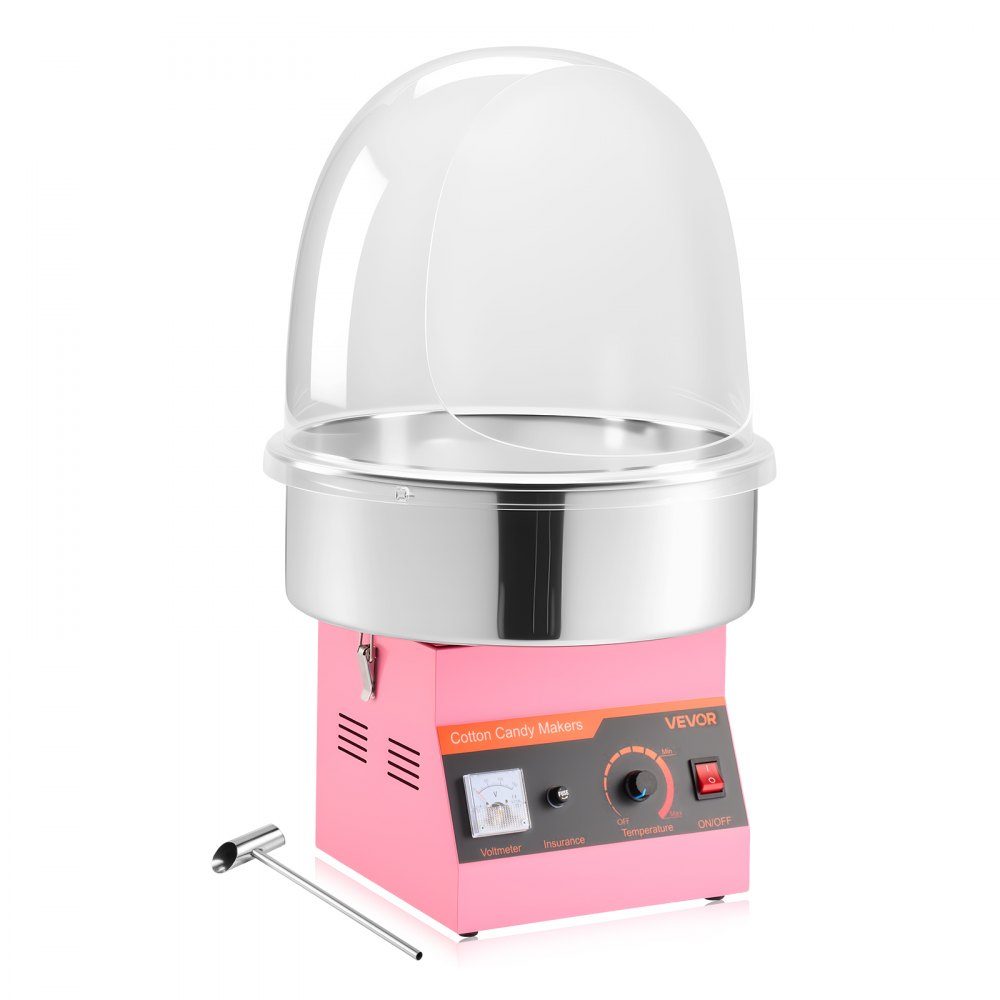 Elektrische suikerspinmachine 1000W, suikerspinmachine met deksel en roestvrijstalen kom en suikerlepel, ideaal voor carnaval, verjaardagen, familiebijeenkomsten, suikerspinmachine roze
