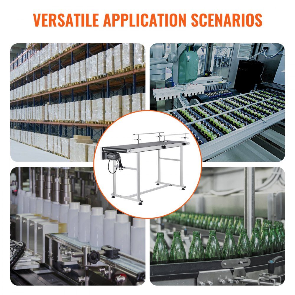 Belt Conveyor 1498.6 x 398.8mm Conveyor Table Motorized Belt Conveyor for Inkjet Coding Applications Powered PVC Belt Anti-Static Adjustable Speed ​​(Double Guardrail)