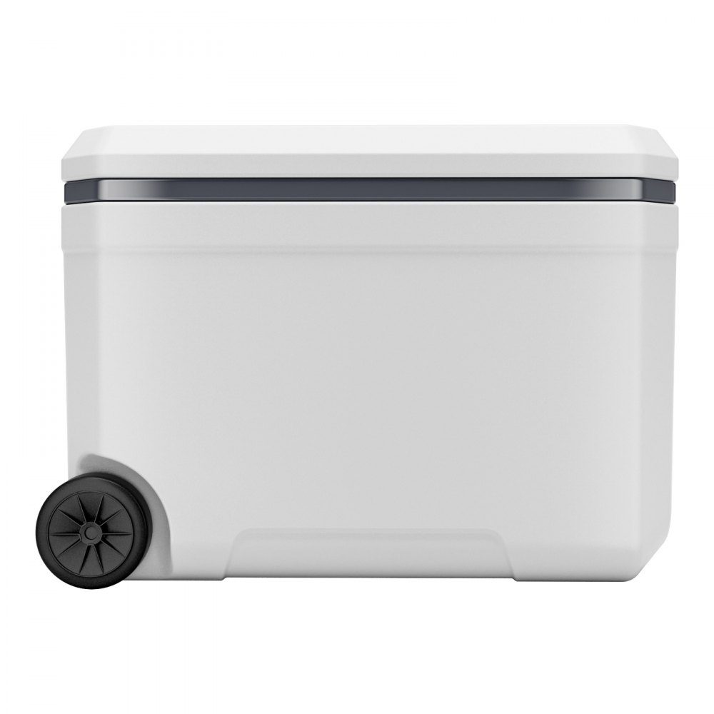 Draagbare koelbox (45 Qt / 64 blikjes) met ijsopslag en stevige handgrepen en bekerhouder, geïsoleerde draagbare koelbox gemaakt van stevig materiaal, geschikt voor familiepicknicks en lange reizen