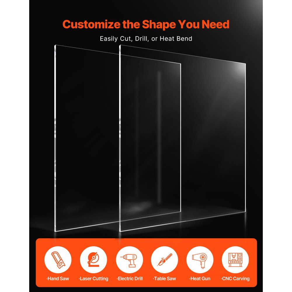 Plexiglas acrylplaat set van 2 plastic platen 610x914mm 6mm dik helder plastic glas voor knutselprojecten Vervangingsglas voor fotolijst DIY-display Gemakkelijk te snijden