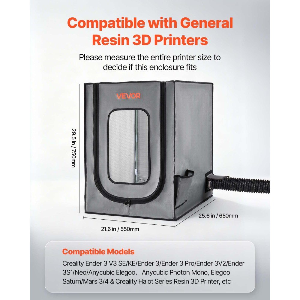 3D Printer Enclosure, Printer Tent (55x65x75cm), Dustproof and Waterproof Protective Cover with Constant Temperature and LED Lighting, Compatible with Photon Mono/Mars 3, FDM/LCD Printer