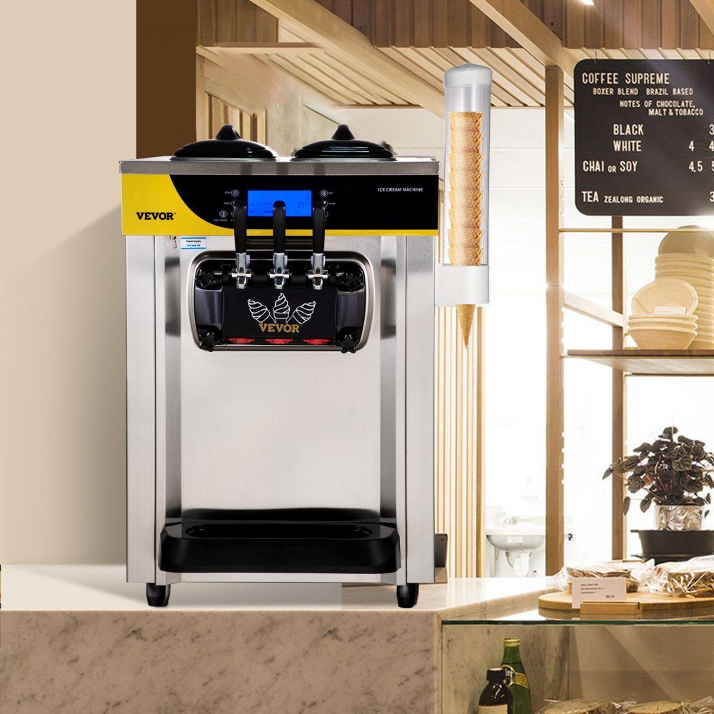 Machine à glace molle commerciale 22-30L/H, machine à glace professionnelle avec écran LCD, 3 saveurs, conception de bureau pour restaurants et entreprises
