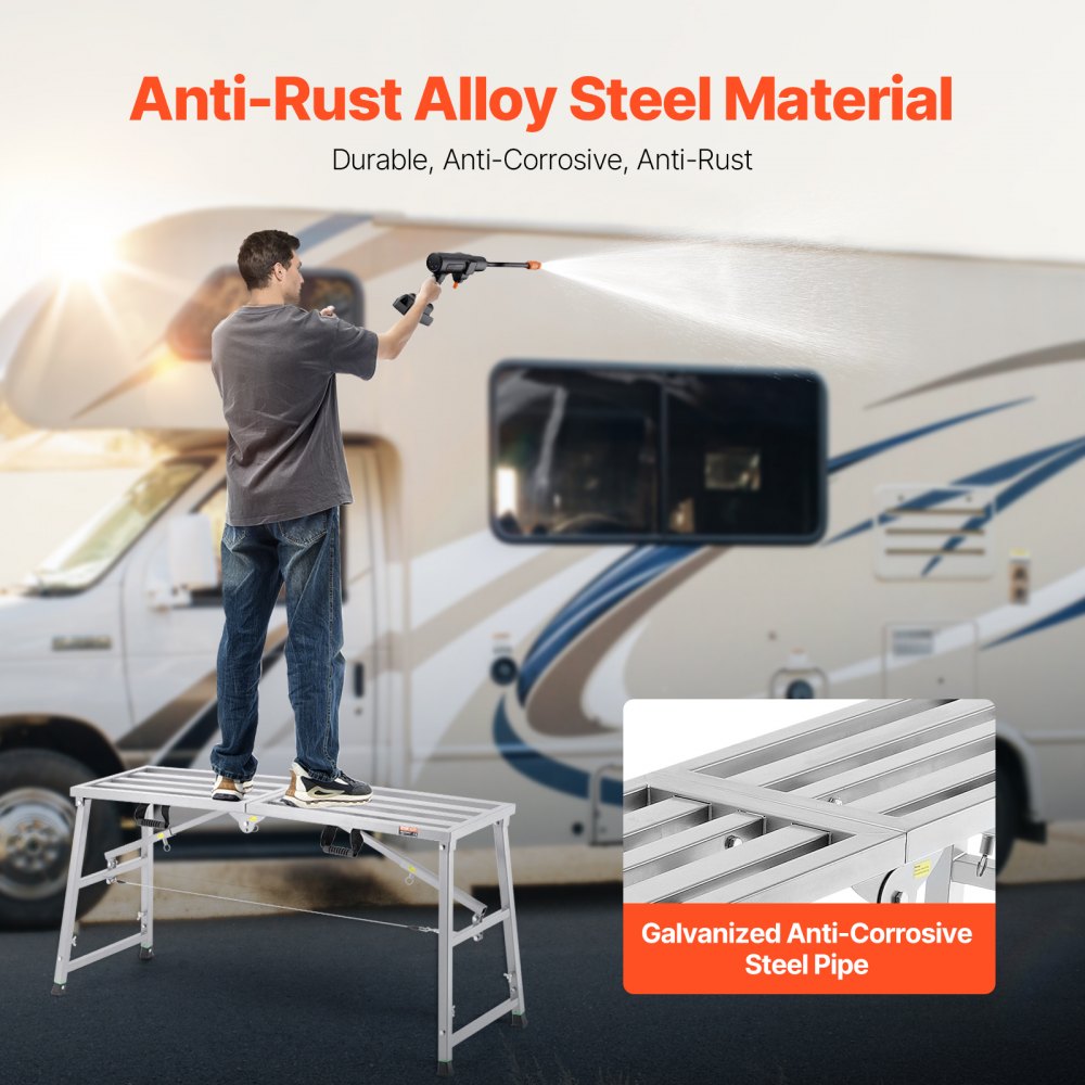 Arbeitsplattform, 700–1150 mm, klappbare Trittleiter aus legiertem Stahl, tragbare Arbeitsplattform, Tragfähigkeit 360 kg, Trittbankhocker zum Malen, Trockenbau, Reinigen, Waschen Arbeitsplattform, 700–1150 mm, klappbare Trittleiter aus legiertem Stahl, tragbare Arbeitsplattform, Tragfähigkeit 360 kg, Trittbankhocker zum Malen, Trockenbau, Reinigen, Waschen