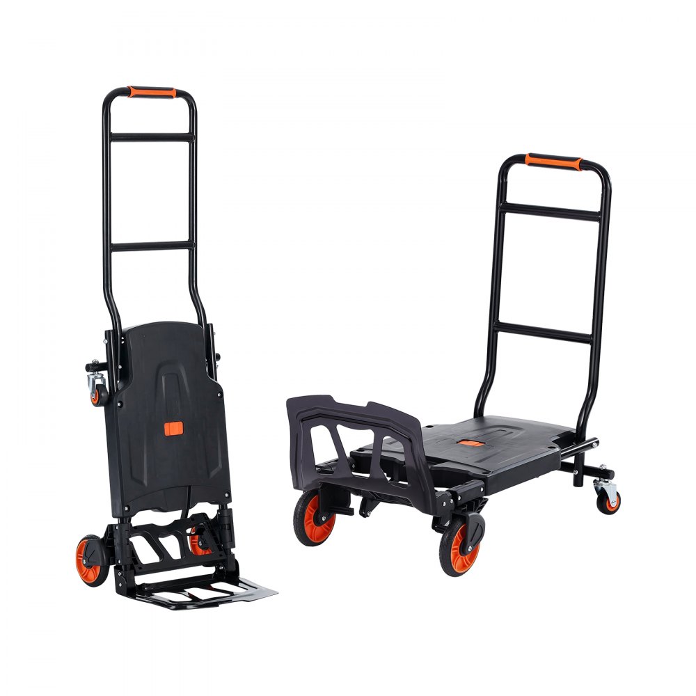 Diable pliable 2 en 1, capacité de charge de 136 kg, chariot de transport, alliage d'aluminium, acier au carbone, chariot à plate-forme pour les tâches de chargement et de transport intérieures et extérieures Diable pliable 2 en 1, capacité de charge de 136 kg, chariot de transport, alliage d'aluminium, acier au carbone, chariot à plate-forme pour les tâches de chargement et de transport intérieures et extérieures
