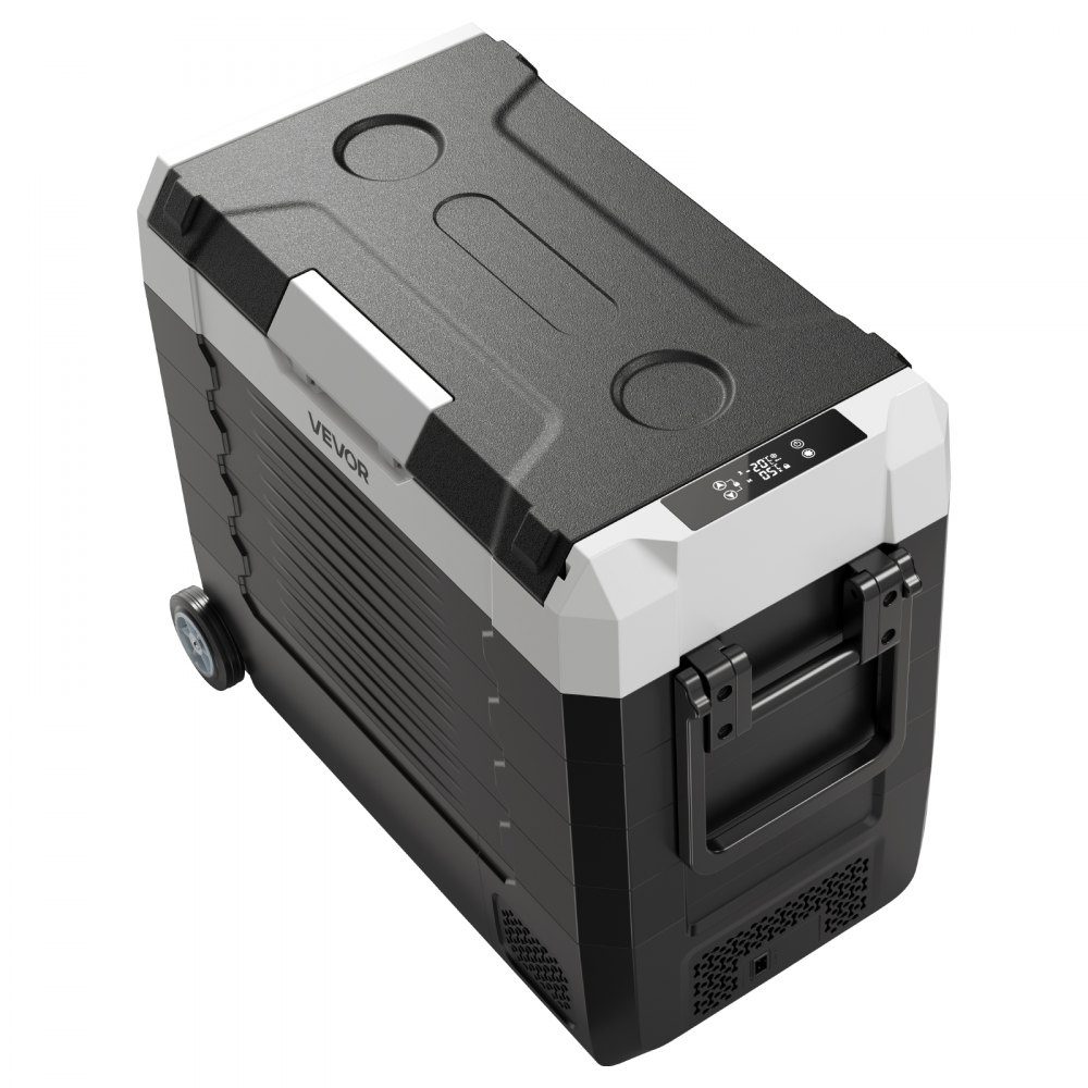 Kompressor-Kühlbox 12/24 V DC 100–240 V AC, Auto-Kühlschrank 55 l mit App-Steuerung & Rädern & 2 Temperaturzonen (-20 °C bis 20 °C), tragbarer Kühlschrank für Wohnmobile, Boote, Camping, Angeln