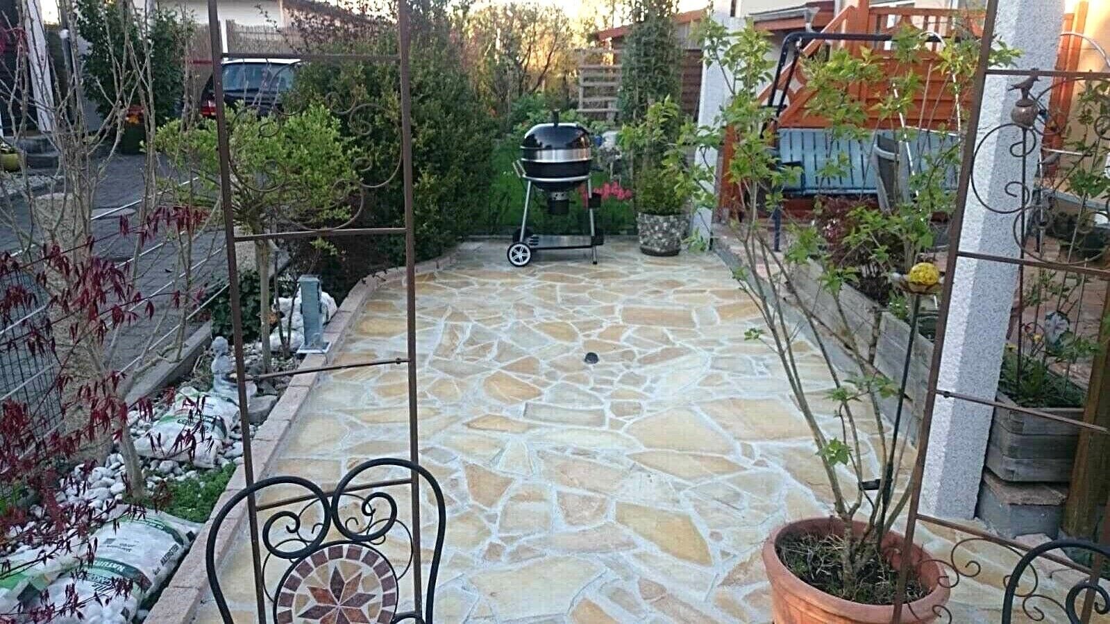 55m² Bodenfliesen 8-12mm Terrassenfliesen Naturstein Kalkstein Polygonalfliesen