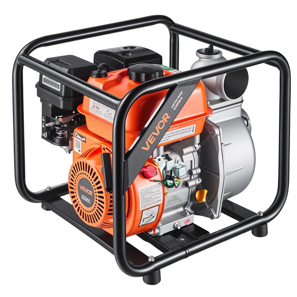 Benzin-Wasserpumpe 43 m Förderhöhe, Schmutzwasserpumpe 7 PS, tragbare Motorpumpe, Benzinmotor mit 762 cm Auslaufschlauch, Gusslaufrad, Gartenpumpe für Bewässerung, Teiche & Pools