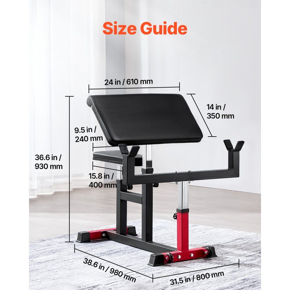 Preacher Curl Bench Biceps Machine for Strength Training, (Max Load 200kg), Home Fitness Equipment, Seated Barbell and Dumbbell Biceps Station, Adjustable Weight Benches