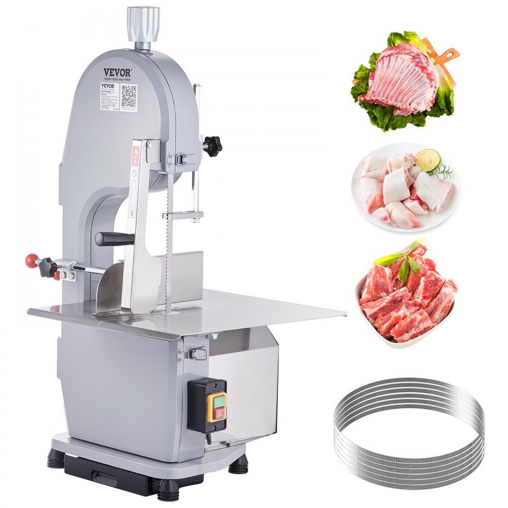 Knochensägemaschine, 1500 W 300 kg/h, elektrische Knochenschneidemaschine, 490 x 380 mm Knochenschneidemaschine, 4–200 mm Schnittstärke, Gastro-Fleischsäge, kommerzielle Knochensäge, Fleischbandsäge