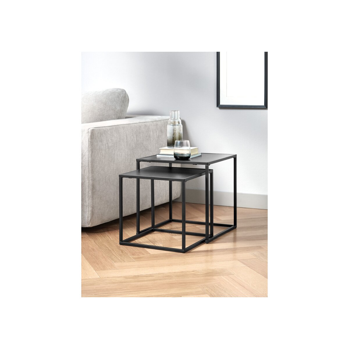 LIVARNO Home set de 2 tables d'appoint, 35 x 35 x 35 cm & 40 x 40 x 40 cm, noir LIVARNO Home set de 2 tables d'appoint, 35 x 35 x 35 cm & 40 x 40 x 40 cm, noir