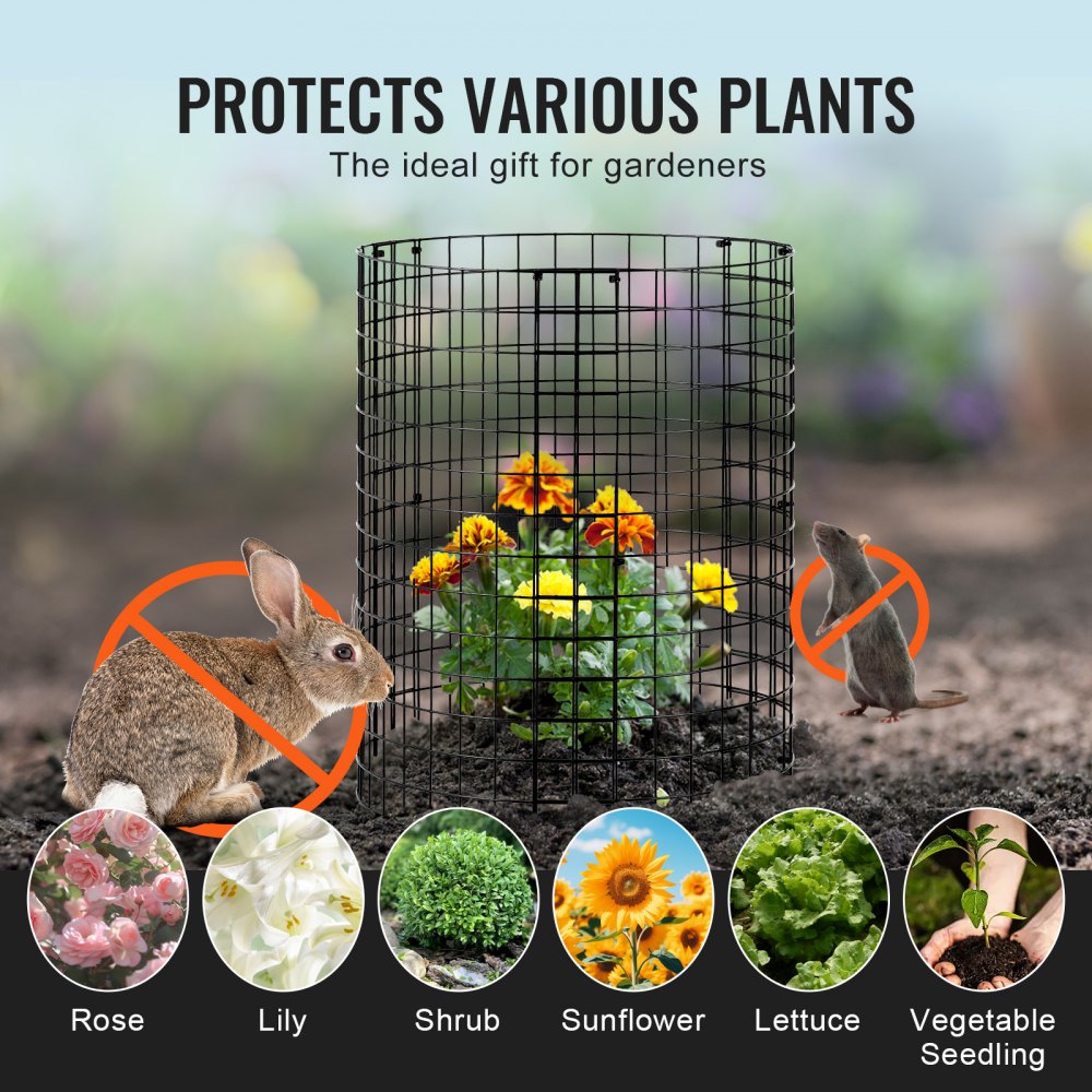 Pack of 6 Plant Protection from Animals, 32cm Diameter x 35cm Height, Chicken Wire Plant Protection, Plant Cages for Outdoor Plants, Flowers and Vegetables, Keeps Rabbits, Chickens and Squirrels Away, 18 Piece Metal Mesh Pack of 6 Plant Protection from Animals, 32cm Diameter x 35cm Height, Chicken Wire Plant Protection, Plant Cages for Outdoor Plants, Flowers and Vegetables, Keeps Rabbits, Chickens and Squirrels Away, 18 Piece Metal Mesh