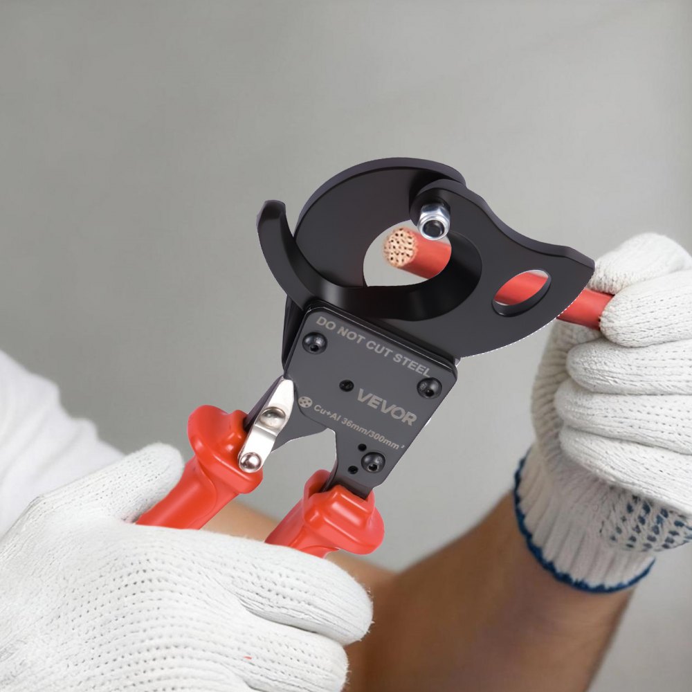 Ratschen-Kabelschneider, Federstahlklingen mit PVC-beschichteten Griffen, Schnelllöseknopf, Ratschen-Kabelschneider zum Schneiden von Kupfer- und Aluminiumkabeln bis 600 MCM / 300 mm² Ratschen-Kabelschneider, Federstahlklingen mit PVC-beschichteten Griffen, Schnelllöseknopf, Ratschen-Kabelschneider zum Schneiden von Kupfer- und Aluminiumkabeln bis 600 MCM / 300 mm²